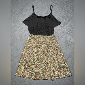 Sweet Storm Black Top Dress with Floral Accents